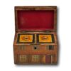 Front of the Antique Folk Art Cottage Tea Caddy with the lid up