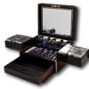 Overview of the vanity box with all the various compartments open