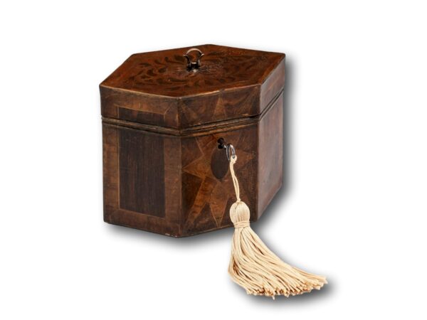 Tinware Tea Caddy with the key inserted
