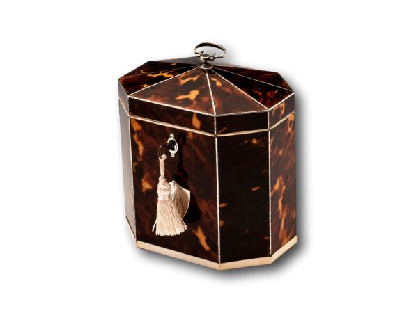 Tortoiseshell Tea Caddy with the key fitted