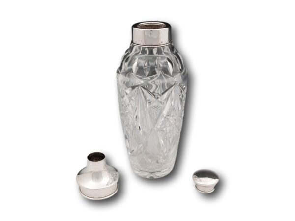 Overview of the Art Deco Cocktail Shaker with the lid and strainer removed