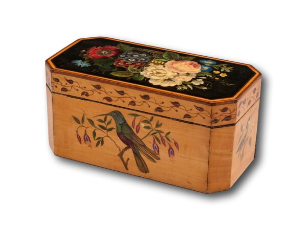 Rear overview of the Georgian Spa Penwork Tea Caddy