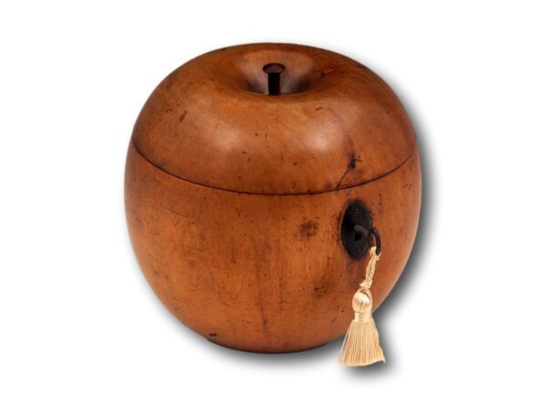 Georgian Apple Tea Caddy with the key inserted