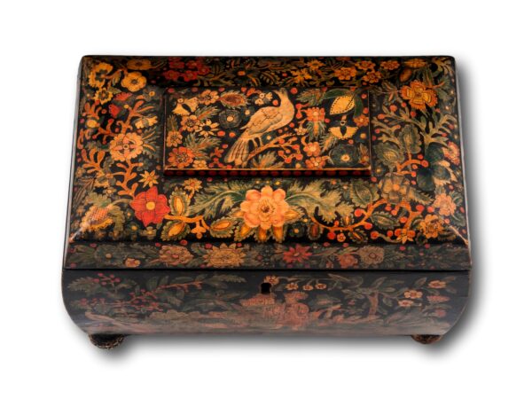 Top of the Regency Penwork Tea Caddy