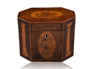 Overview of the Georgian Harewood Tea Caddy