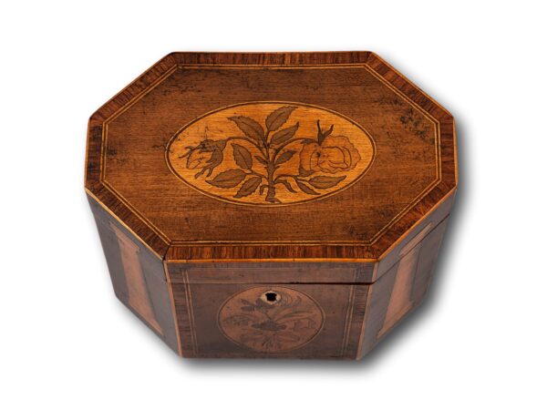 Top of the Georgian Harewood Tea Caddy