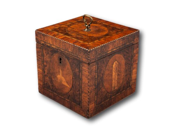 Diagonal view of the Georgian Masonic Tea Caddy