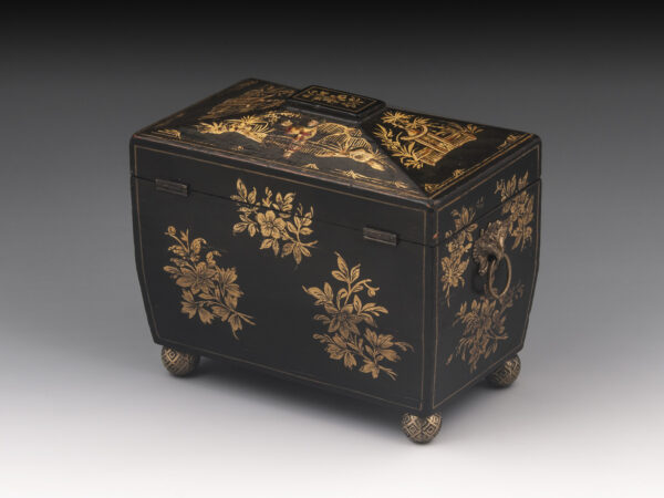 Antique Chinoiserie Tea Caddy rear side view