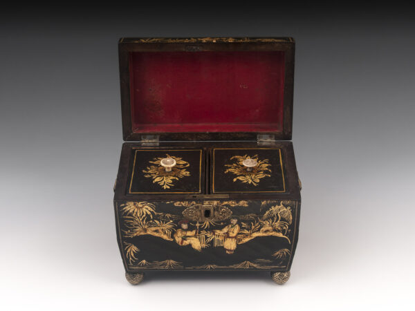 Antique Chinoiserie Tea Caddy open