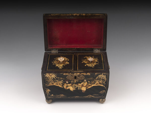 Antique Chinoiserie Tea Caddy open