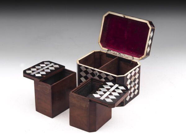 Antique Harlequin Tea Chest - Image 9