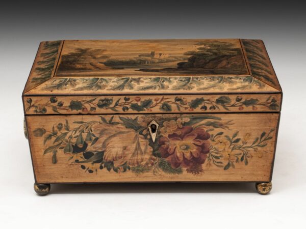 Antique Ladies Penwork Sewing Box - Image 2