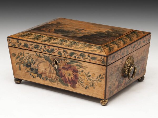 Antique Ladies Penwork Sewing Box - Image 4