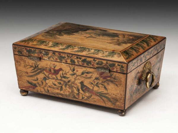 Antique Ladies Penwork Sewing Box - Image 5
