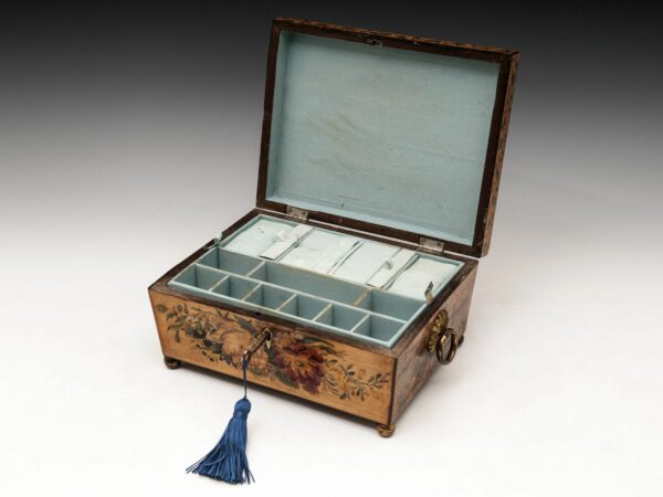 Antique Ladies Penwork Sewing Box - Image 12