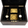 Coromandel Jewellery Box facing forward open close up with watches