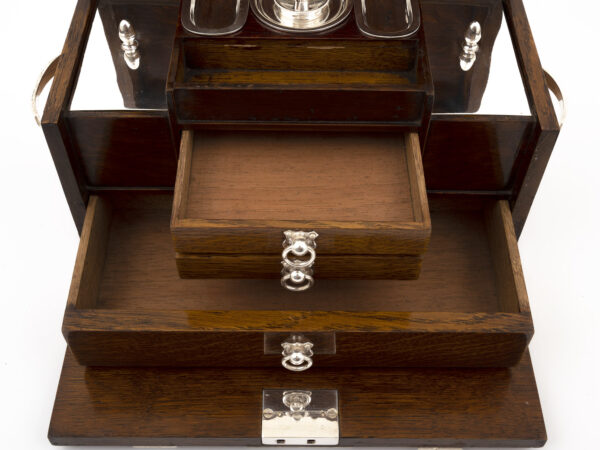 Oak Trunk Humidor top drawer open