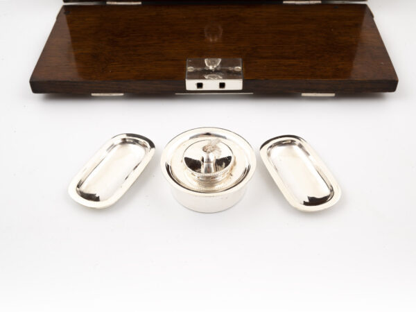 Oak Trunk Humidor with silver contents out