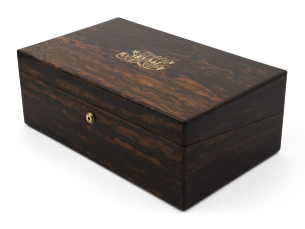 Cased coromandel writing box front angle