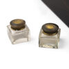 Cased coromandel writing box inkwells