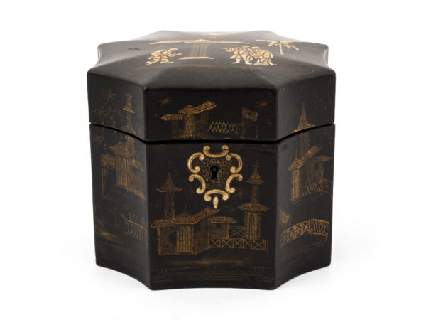 Chinese style tea caddy front view