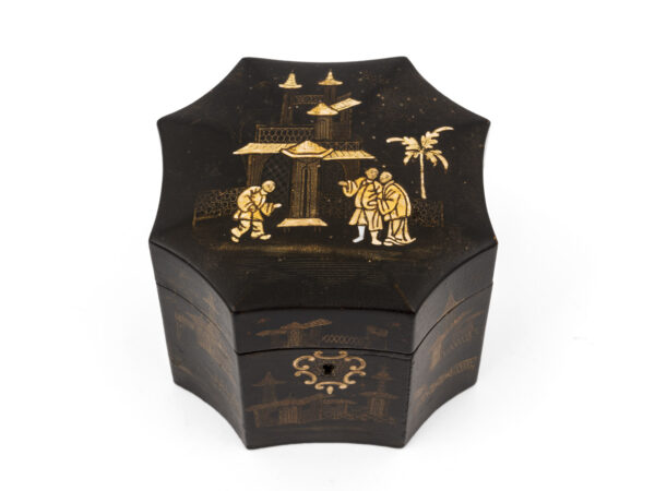 Chinese style tea caddy top down view