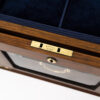 Glazed walnut jewellery box close up