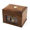 Glazed walnut jewellery box with key