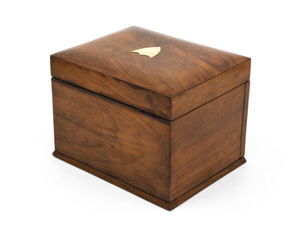 Glazed walnut jewellery box rear angle