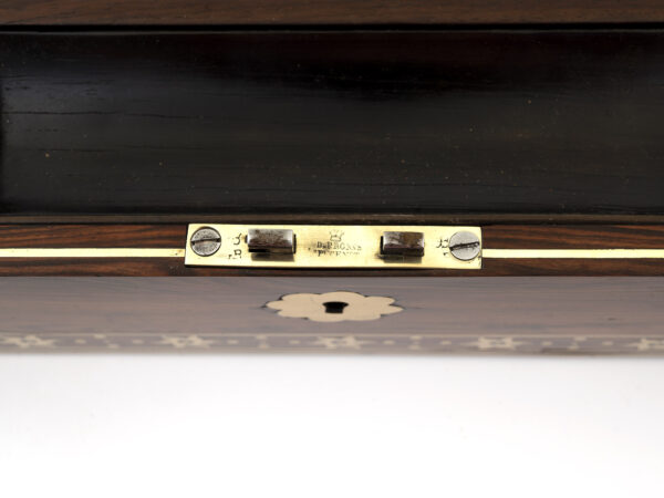 antique kingwood writing box lock mechanism