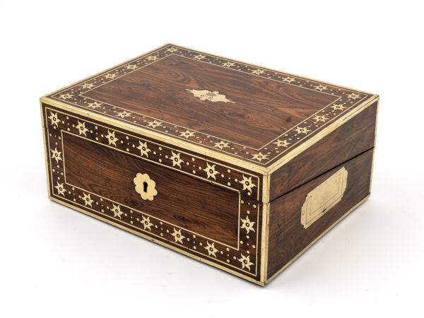 antique kingwood writing front angled view