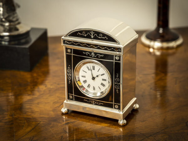 William Comyns Silver Clock on Shelf