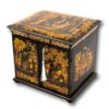 Overview of the Japanned Chinoiserie Sewing Cabinet with the key inserted