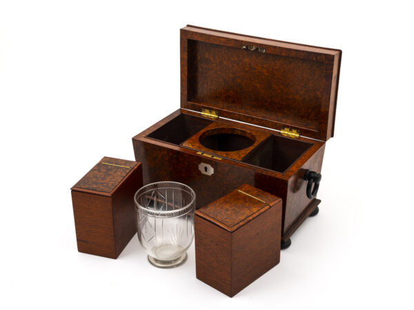 amboyna tea chest open