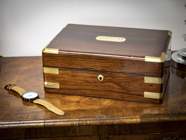 jewellery box with brass corner brackets