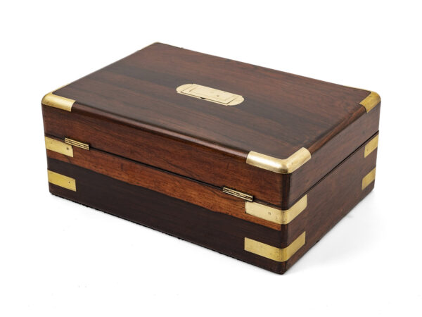 jewellery box with brass corner brackets rear angle