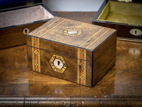 small walnut jewellery box closed