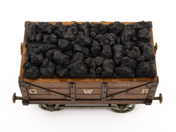 Antique coal wagon humidor top down view