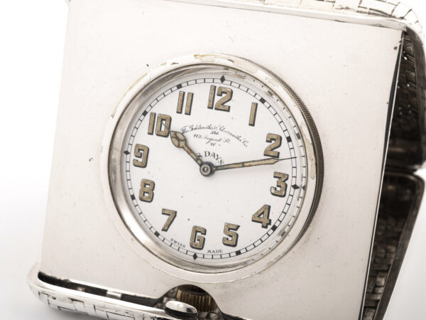 Silver Travel Clock close up