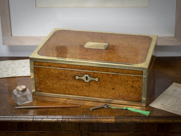 Amboyna Writing Box on display sideboard