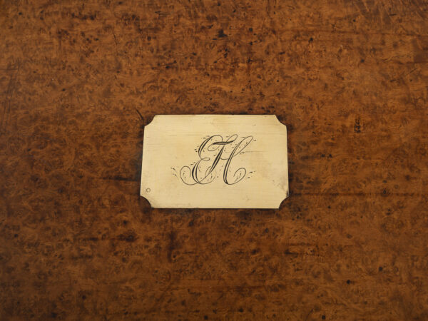 Amboyna Writing Box monogram close up