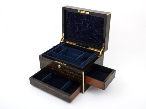 Coromandel Jewellery Box open close up with drawers open