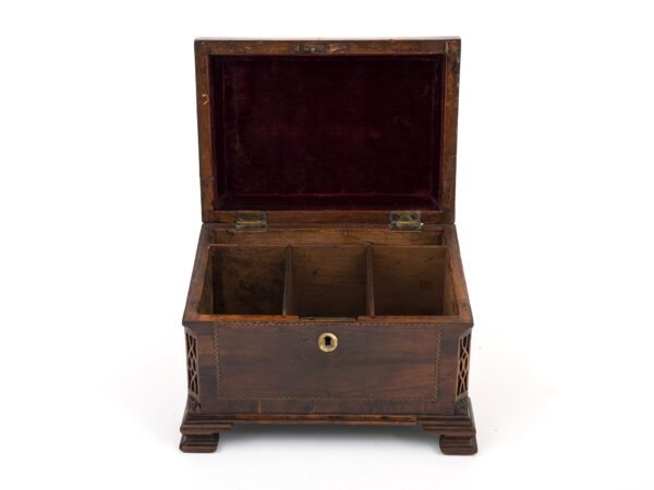 Antique tea chest open