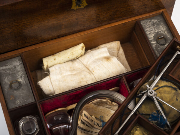 Mahogany Apothecary Box drawer close up