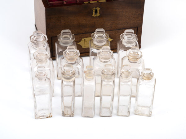 Mahogany Apothecary Box glass jars removed