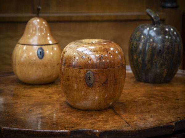 Apple tea caddy on display table