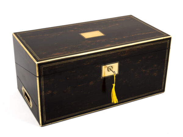 Coromandel writing box writing with tasselled key