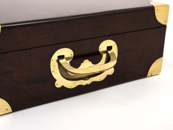 Mahogany Jewellery Box handle close up