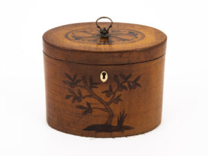 Satin Harewood Tea Caddy on a white background