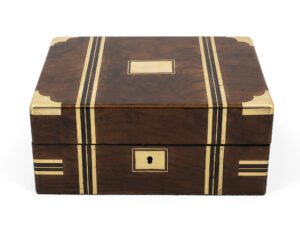 walnut jewellery box on white background